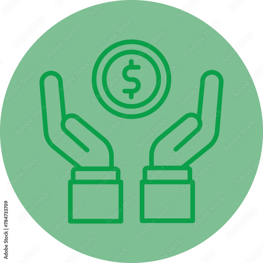 Fundraise Green Line Circle Icon Fundraise Green Line Circle Icon