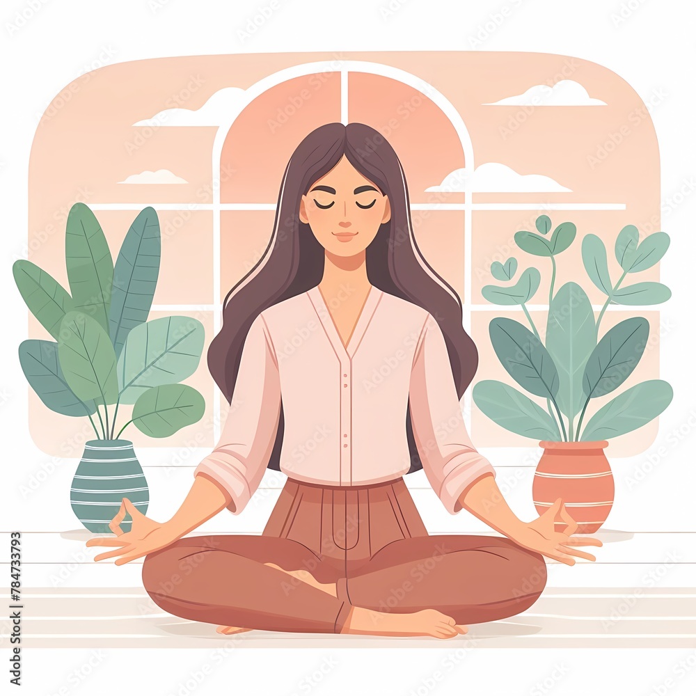 illustration of a Calm woman doing yoga lotus position illustration of a Calm woman doing yoga lotus position
