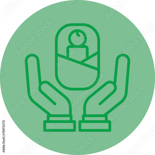 Adoption Green Line Circle Icon