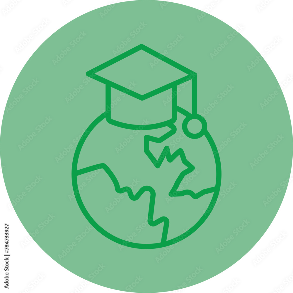Global Education Green Line Circle Icon Global Education Green Line Circle Icon