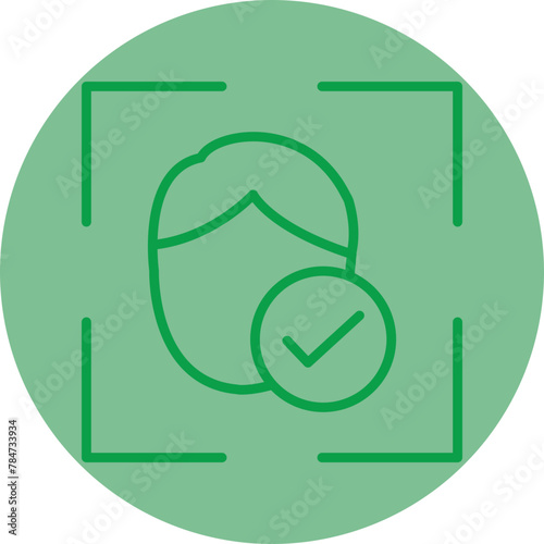 Facial Recognition Green Line Circle Icon