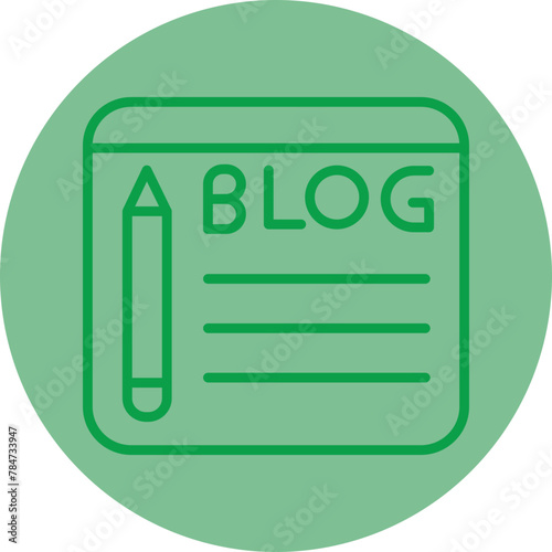 Blogging Green Line Circle Icon