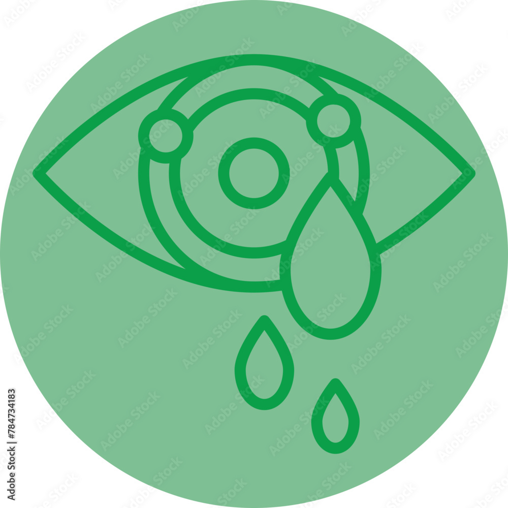 Crying Eyes Green Line Circle Icon