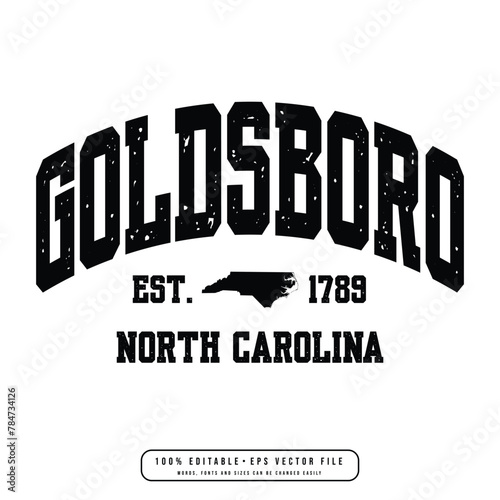 Goldsboro text effect vector. Editable college t-shirt design printable text effect vector photo