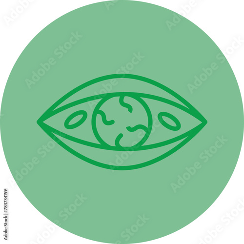 Eye Infection Green Line Circle Icon