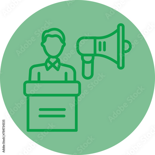 Campaign Green Line Circle Icon