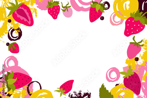 Colorful strawberry banner template. Strawberry background.Vector illustration