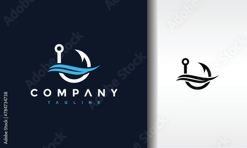 water fishing hook logo