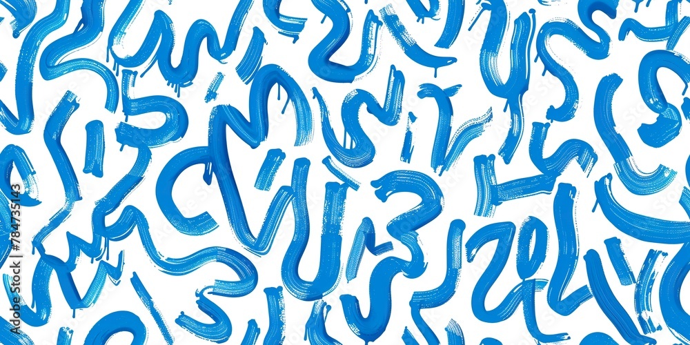 Background in repeating pattern of abstract glyphs and lines in indecipherable writing in blue tone and white background. Background in repeating pattern of abstract glyphs and lines in indecipherable writing in blue tone and white background.
