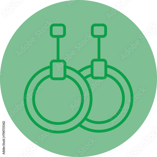 Gymnastic Rings Green Line Circle Icon