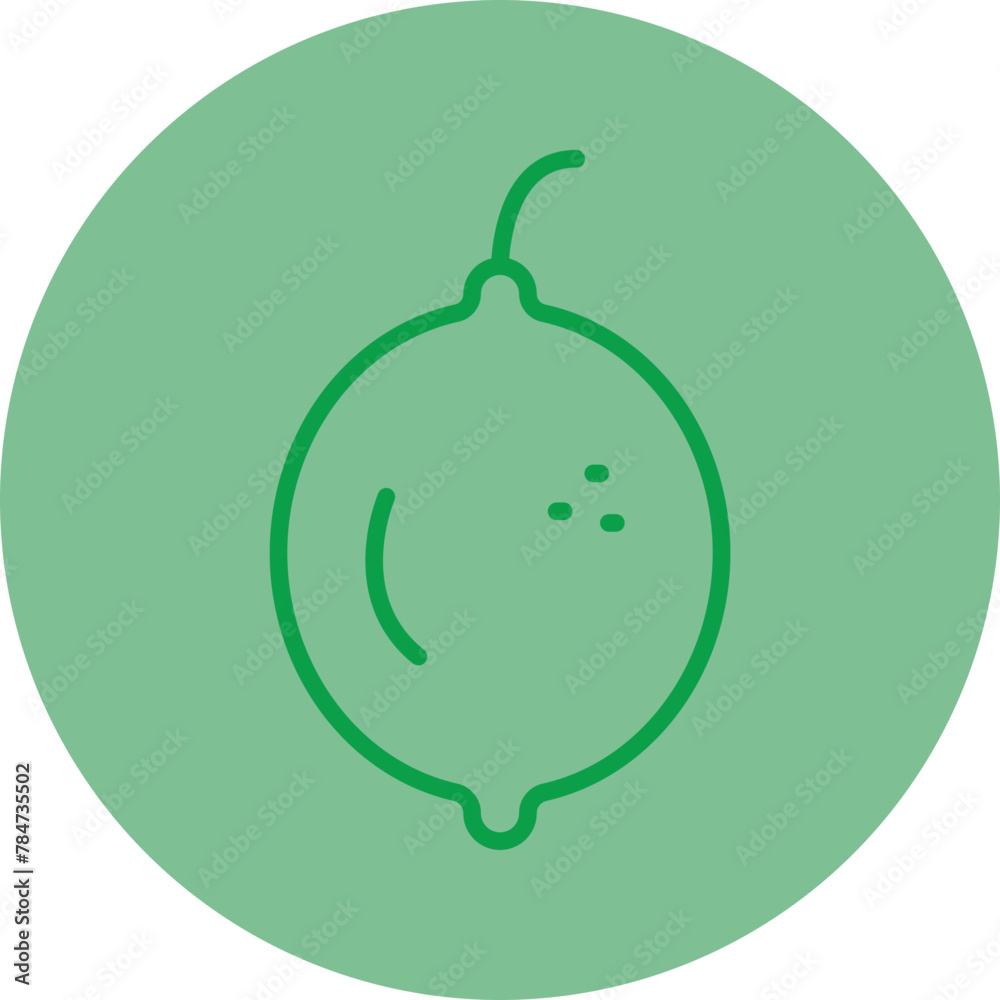 Lemon Green Line Circle Icon