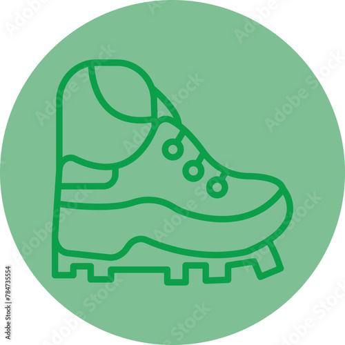 Hiker Green Line Circle Icon