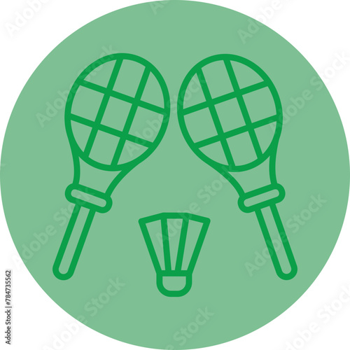 Badminton Green Line Circle Icon