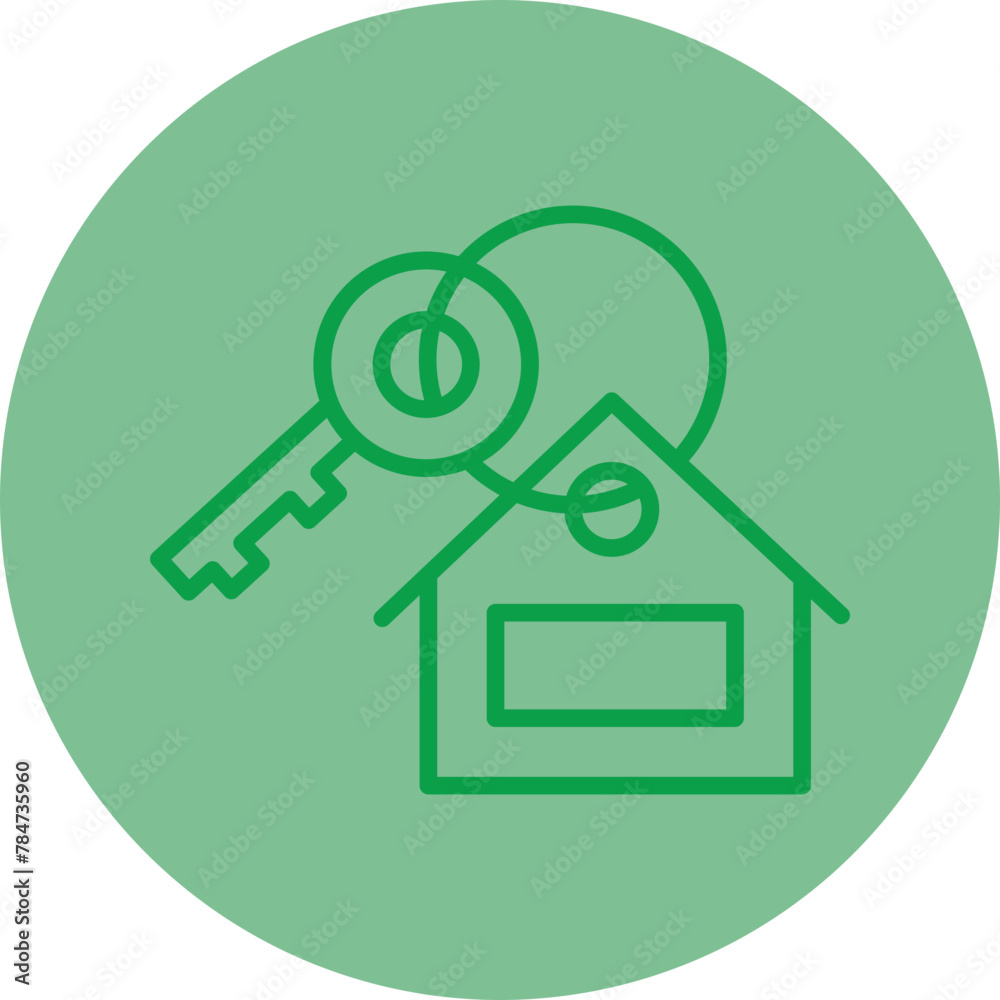 Home Security Green Line Circle icon Home Security Green Line Circle icon
