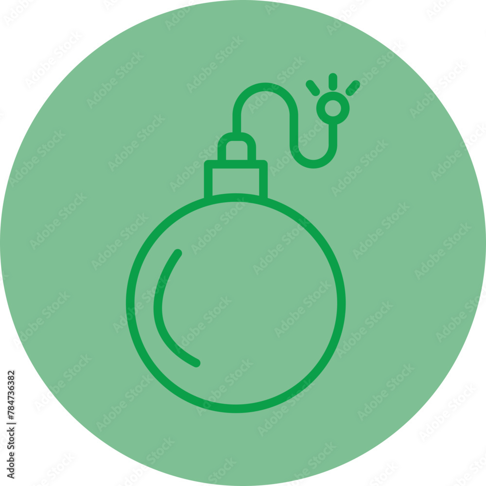 Bomb Green Line Circle Icon