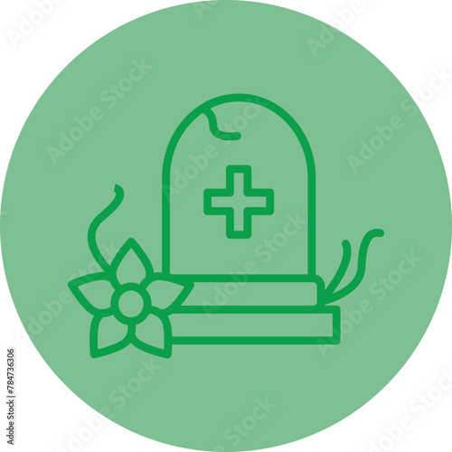 Grave Green Line Circle Icon