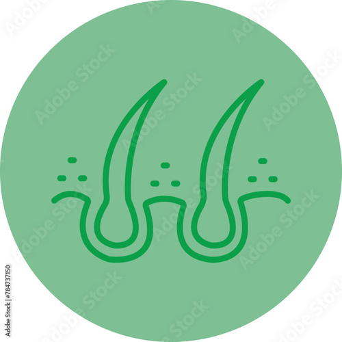 Hair Follicle Green Line Circle Icon