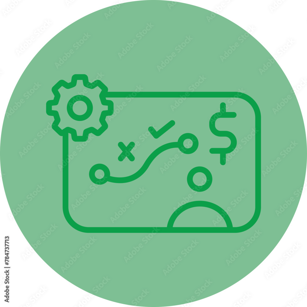 Business Strategy Green Line Circle Icon Business Strategy Green Line Circle Icon