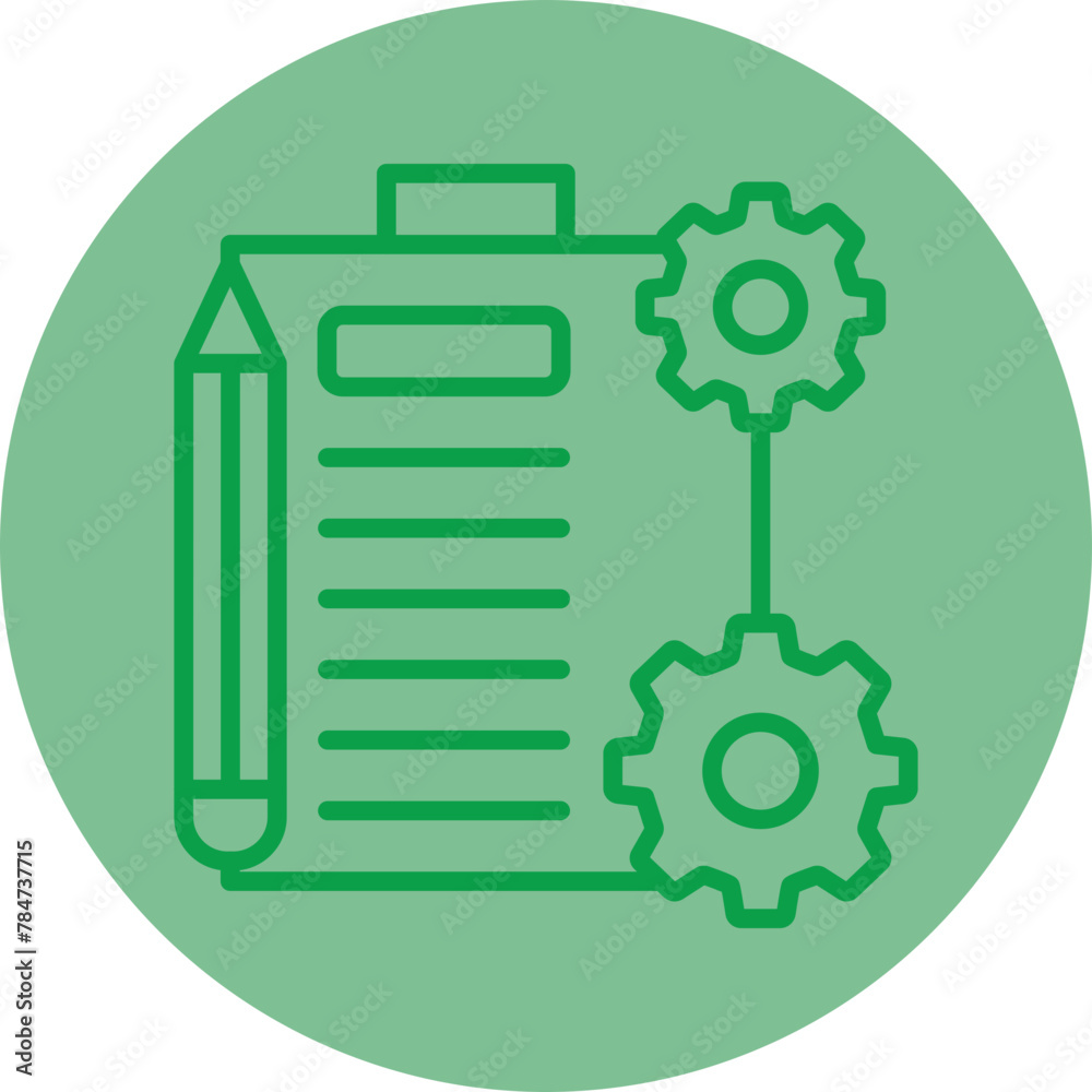 Work Plan Green Line Circle Icon Work Plan Green Line Circle Icon