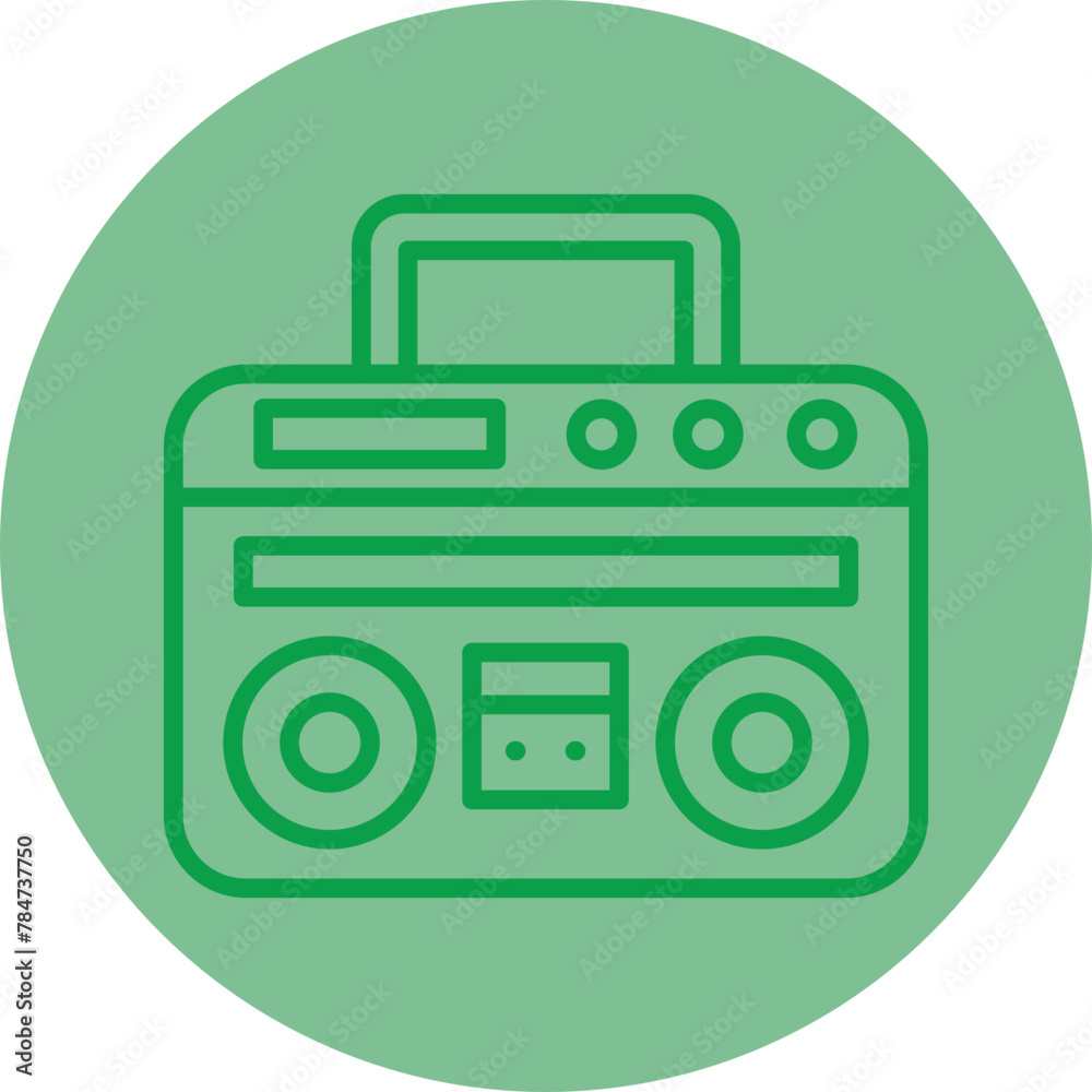 Boom Box Green Line Circle Icon Boom Box Green Line Circle Icon