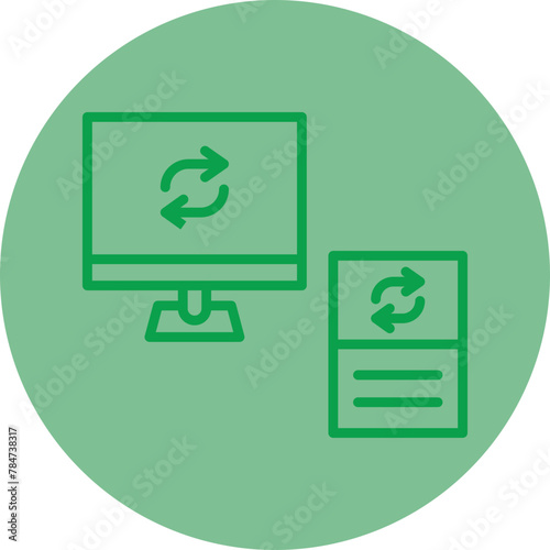 Data Synchronization Green Line Circle Icon