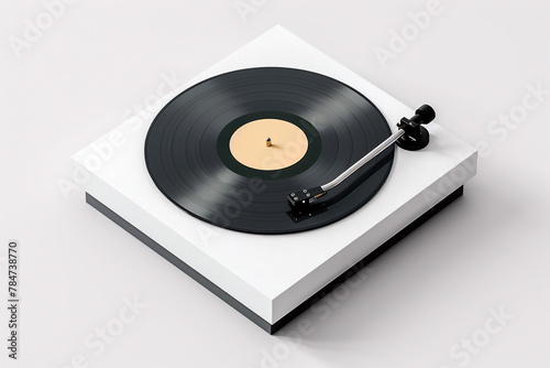 record player black and white turntable top view