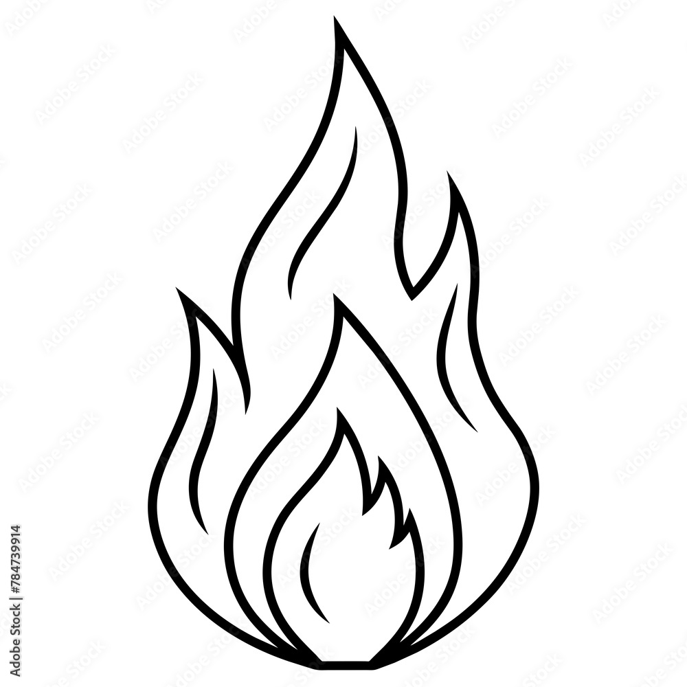 vector fire flames or flicker, line art kid's coloring page vector fire flames or flicker, line art kid's coloring page