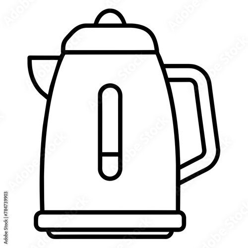 electric kettle isolated on white background. line art, kid's coloring page