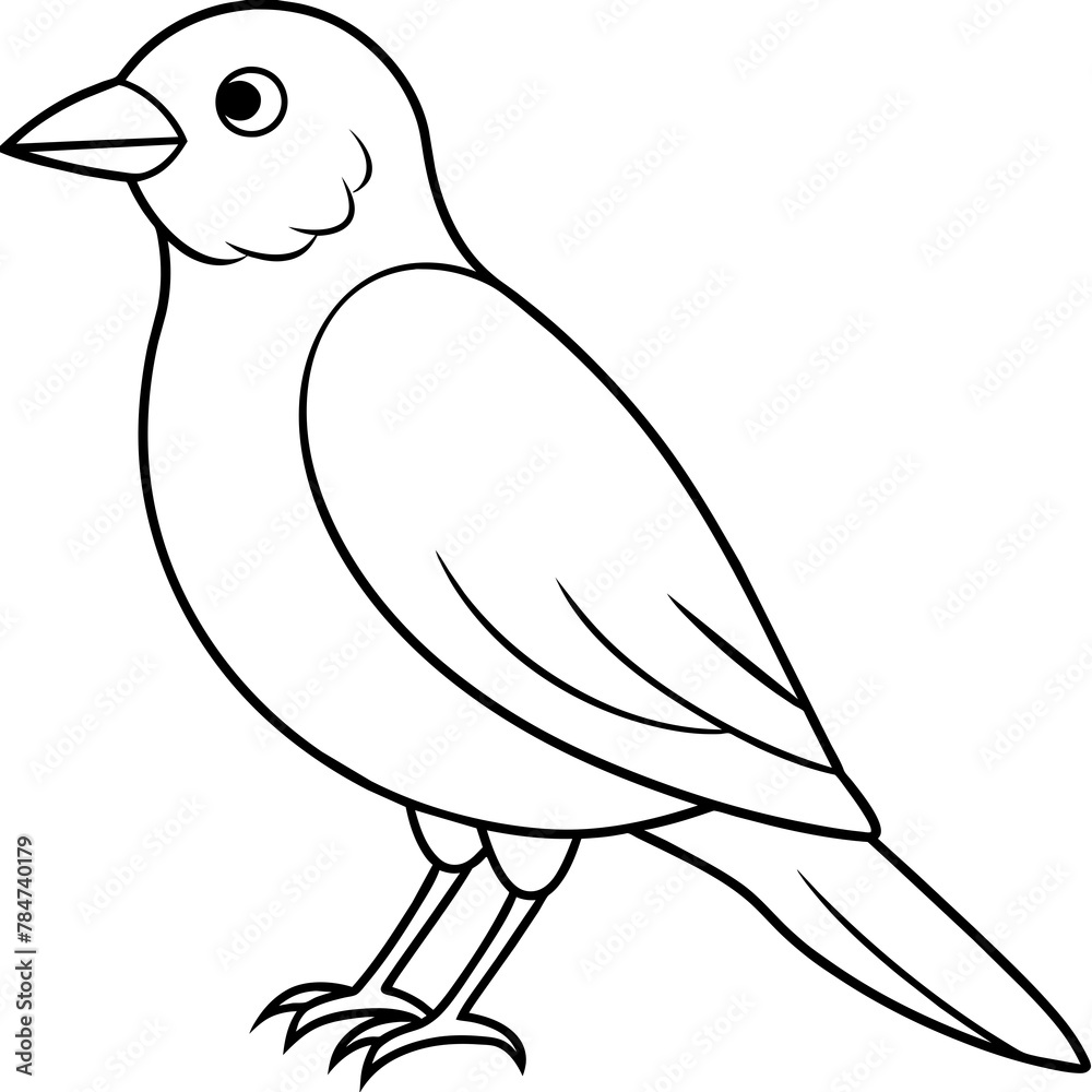 Obraz premium bird on a branch line art coloring book page for kid's vector art illustration 