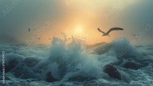Group of Birds Flying Over Body of Water