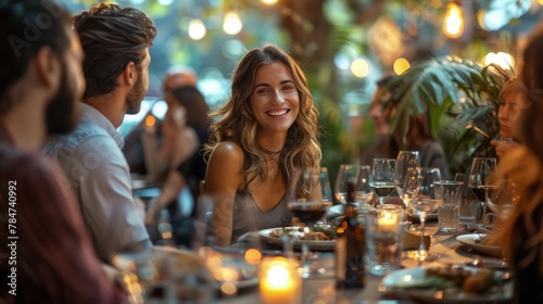 Group of People Sitting Around a Dinner Table