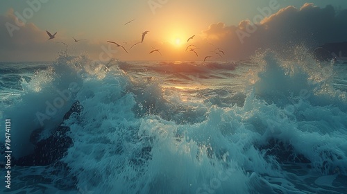 Group of Birds Flying Over Body of Water