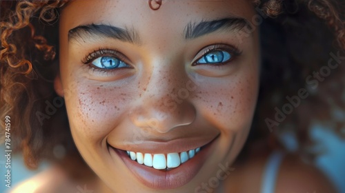 Close Up of a Woman With Freckles on Her Face