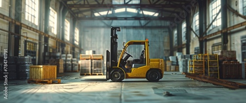 Forklift Parked in Warehouse