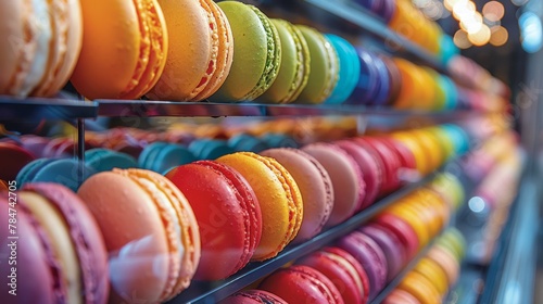 Colorful Macaroons Display in Store