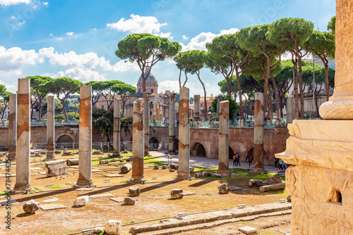 Ancient columns in Trajan Forum, Rome, Italy photo