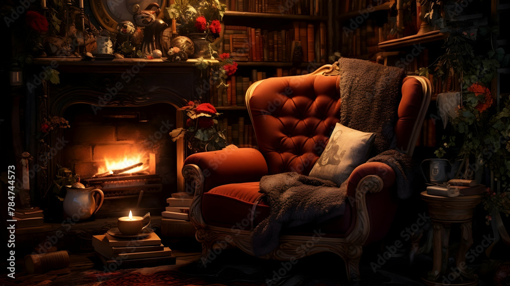 Curl up on the plush armchair with a cup of tea and a good book Curl up on the plush armchair with a cup of tea and a good book
