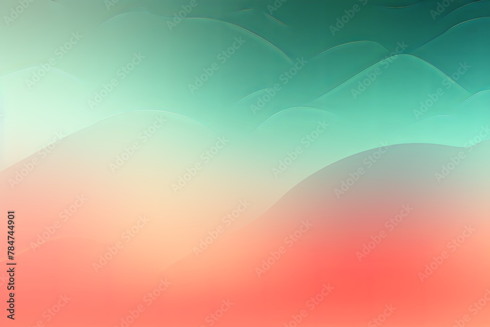 Abstract coral and green gradient background with blur effect, northern lights