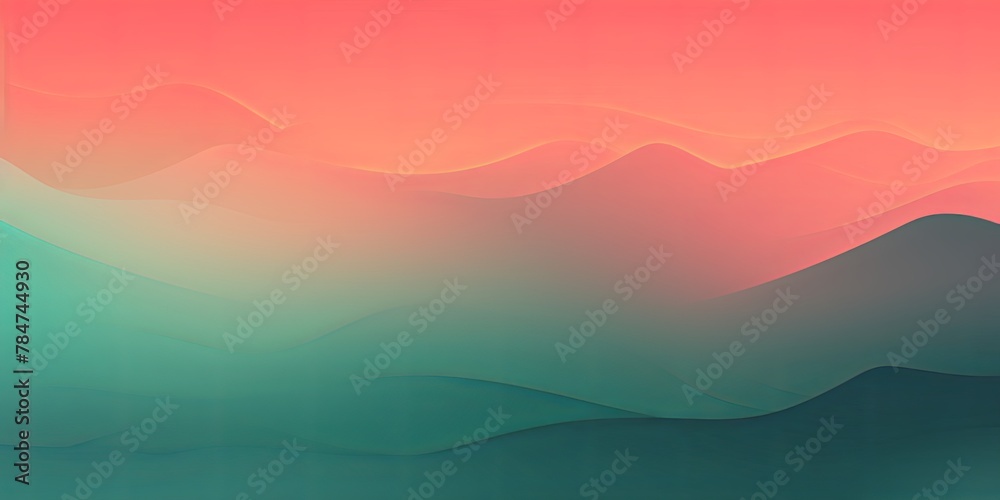 Abstract coral and green gradient background with blur effect, northern lights