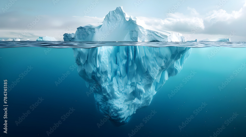 Fototapeta premium concept of company values: ice berg above and below the surface