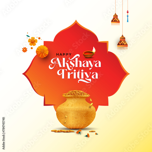 Happy Akshaya Tritiya Festival Vector Background Design Template, Indian Traditional Festival Akshaya Tritiya Background Template