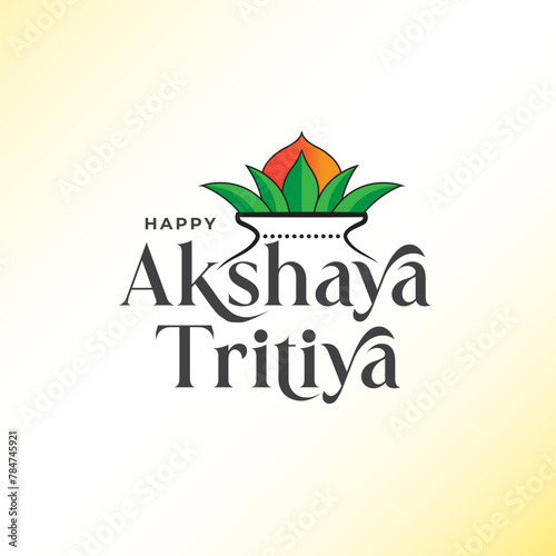 Happy Akshaya Tritiya Typographic Greeting Design Template Vector Illustration