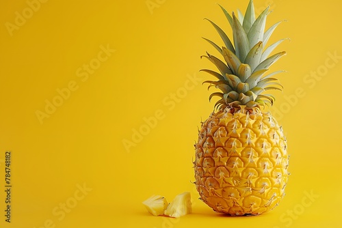 Pineapple on vivid yellow background