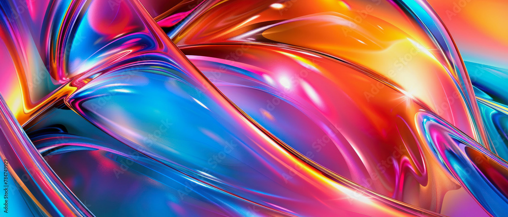 Fototapeta premium illustration of a colorful abstract shiny curvy background