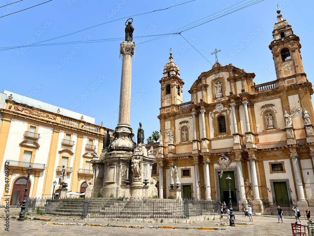 Exterior view of the San Domenico catholic church in Palermo, Sicily, Italy. 