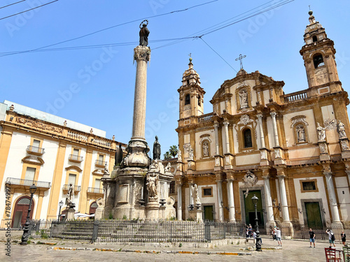 Exterior view of the San Domenico catholic church in Palermo, Sicily, Italy.  photo