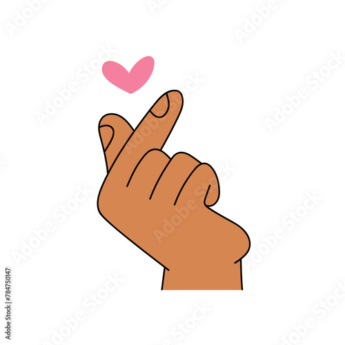 cute hand cartoon illustration Korean finger heart gesture set. Hands making heart sign
