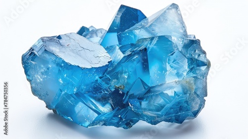 Blue Topaz Rough on White Background. Precious Gemstone in its Original Shape, London Blue Stone
