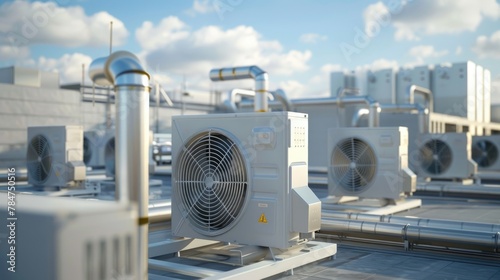 Commercial Air Handling Unit on the Rooftop for Central Ventilation System in Mall photo