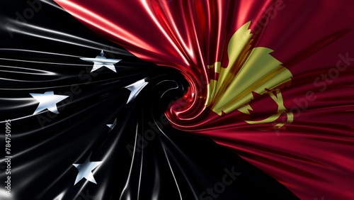 Spiraling Vortex Design with the Southern Cross and Bird of Papua New Guinea Flag